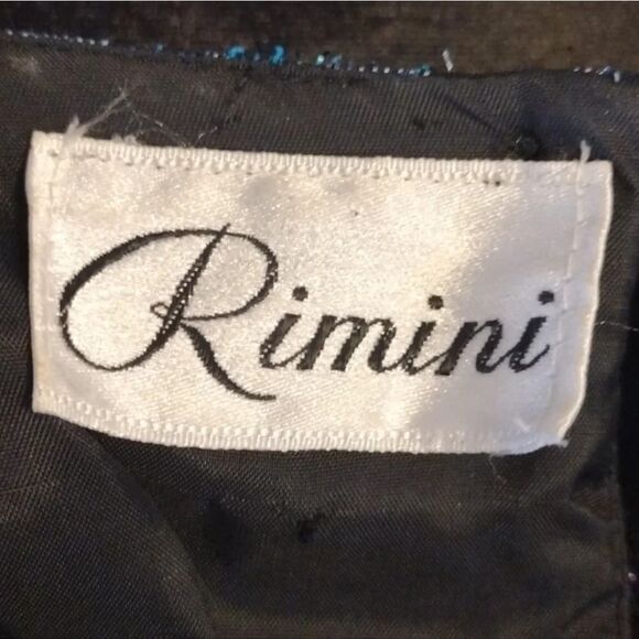 VTG 70s Black Blue Lurex Metallic Long Sleeve Panelled Hem Disco Blouse Medium - Picture 15 of 16